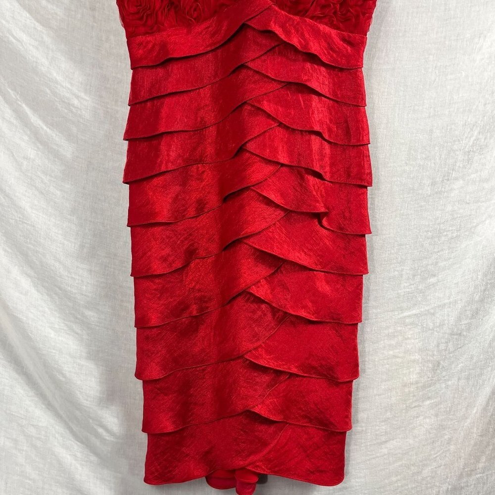 Adrianna Papell Sleeveless Tiered Cocktail Dress Womens 4 Mermaid Chiffon Floral - Picture 4 of 12